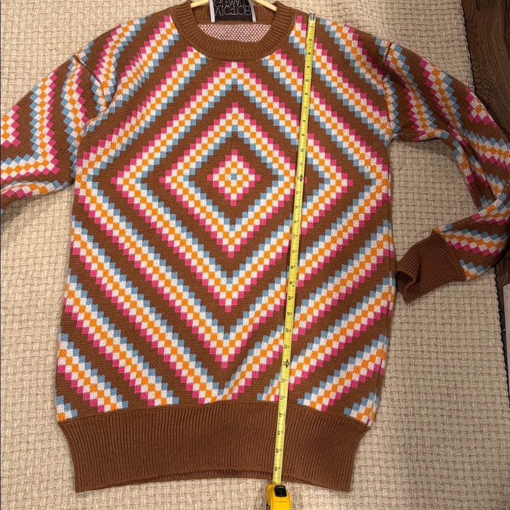 Victor Glemaud Multicolor Women’s Diamond Patterned Sweater L - Picture 6 of 9